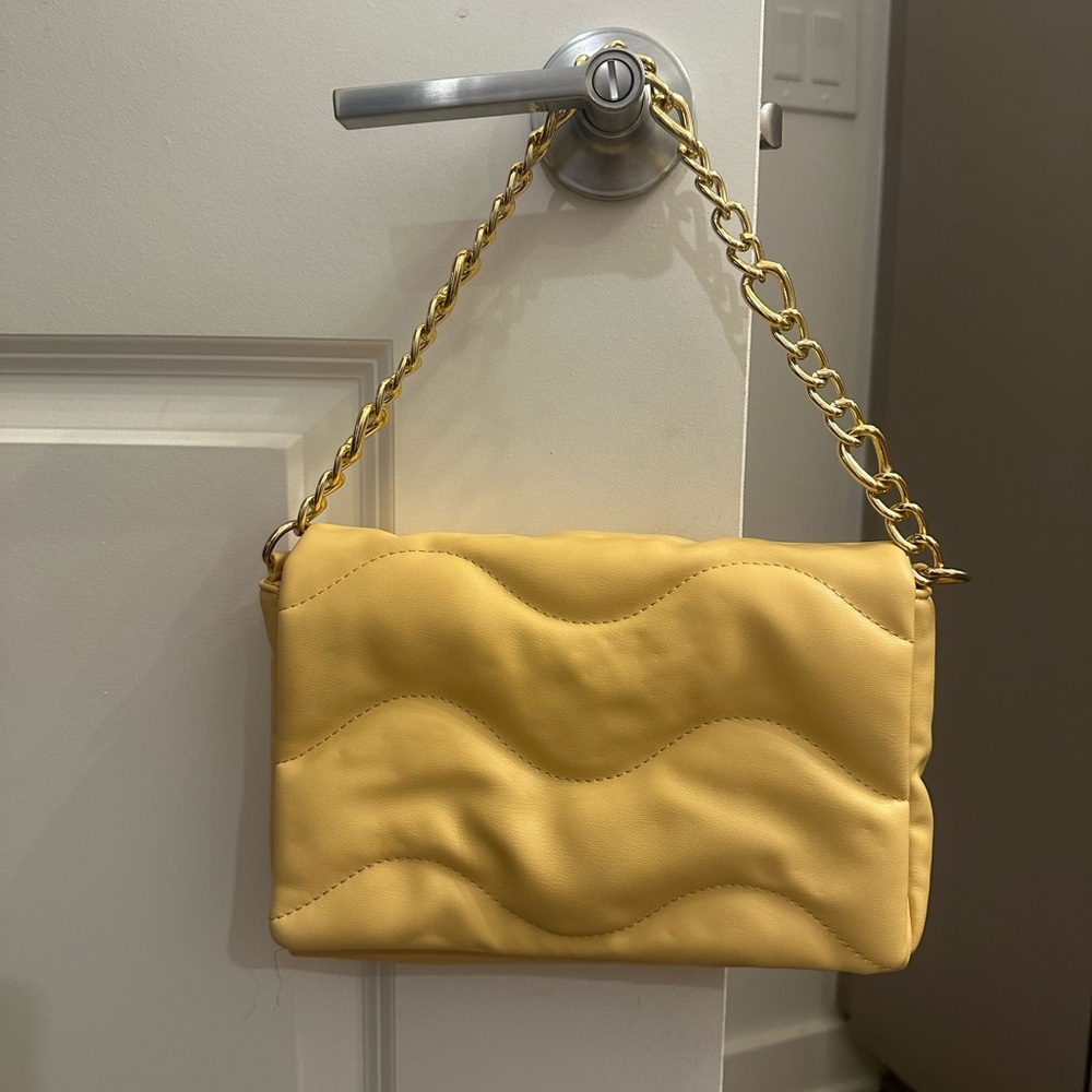 Yellow Chain-Handle Women's Shoulder Bag